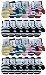 24 Pairs Yacht & Smith Kids Striped Mitten With Stretch Cuff Ages 2-8 - Kids Winter Gloves