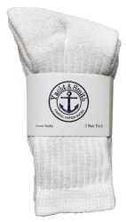 72 Wholesale Yacht & Smith Kids Cotton Crew Socks White Size 4-6