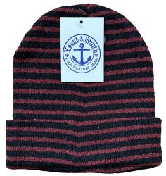 144 Pieces Yacht & Smith Unisex Knit Winter Hat With Stripes Assorted Colors - Winter Beanie Hats