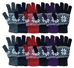 12 of Yacht And Smith Women's Winter Gloves In Assorted Snowflake Print