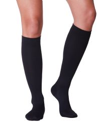 Yacht & Smith Women's Flat Knit Black Knee High Socks