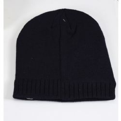 36 Wholesale Adults Black Beanie Hat With Fur Lined