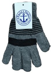 60 of Yacht And Smith Men's Winter Gloves In Assorted Striped Colors