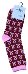 60 Pairs Pink Ribbon Breast Cancer Awareness Crew Socks For Women Bulk Pack - Breast Cancer Awareness Socks
