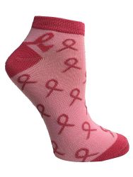 36 Wholesale Pink Ribbon Breast Cancer Awareness Ankle/crew Socks For Women (36 Pairs Assorted, Ankle Socks)