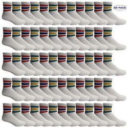 60 Wholesale Yacht & Smith Women's Cotton Sport Ankle Socks Size 9-11 With Stripes