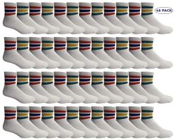 48 Pieces Yacht & Smith Women's Cotton Sport Ankle Socks Size 9-11 With Stripes - Womens Ankle Sock