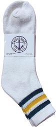 12 Pieces Yacht & Smith Men's White With Striped Top No Show King Size Ankle Socks - Big And Tall Mens Ankle Socks