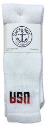 60 Wholesale Yacht & Smith Women's Cotton Terry Cushioned Usa Logo Athletic White Tube Socks