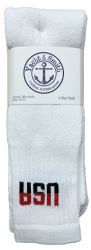 24 Wholesale Yacht & Smith Men's Cotton 28 Inch Tube Socks, Referee Style, Size 10-13 White With Usa Print