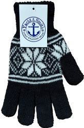 48 Pairs Yacht & Smith Mens Snow Flake Thermal Winter Gloves - Knitted Stretch Gloves
