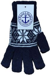 48 Wholesale Yacht & Smith Mens Snow Flake Thermal Winter Gloves