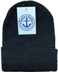 48 Pieces Yacht & Smith Unisex Winter Warm Beanie Hats In Solid Black - Winter Beanie Hats