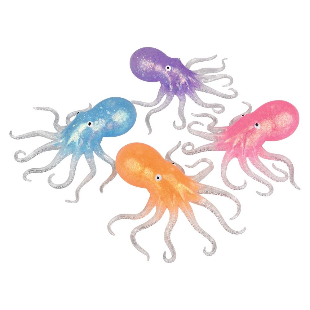 144 pieces 6" Squeeze Sparkle Confetti Octopus - Slime & Squishees