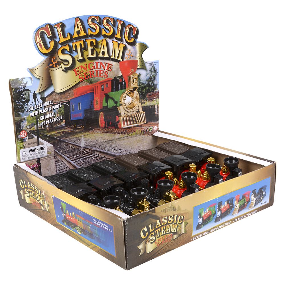 48 pieces 10" Steam Engine Locomotive DiE-Cast Pull Back 6pc/disp - Car, Planes, Trains & Bikes