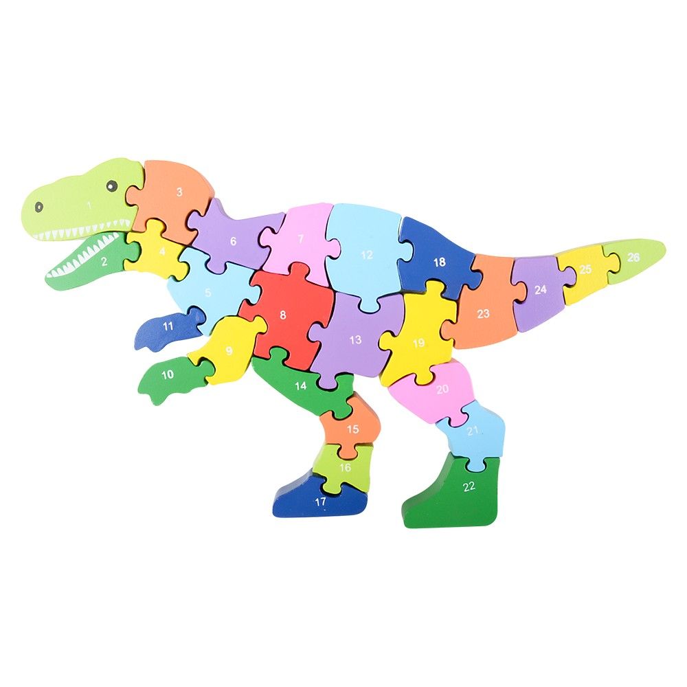 18 pieces of 12" X 6.5" Wooden T-Rex Letter Puzzle