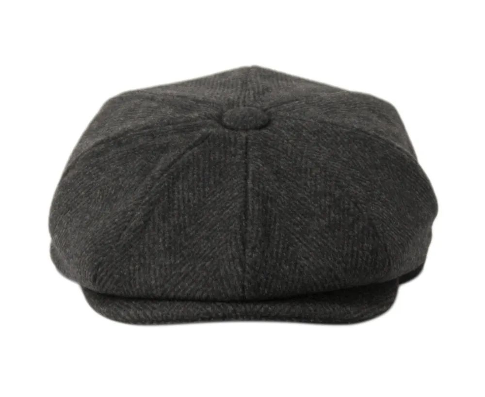 6 Wholesale Brushed Herringbone Wool Blend Newsboy Cap Assorted