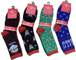 360 Pairs Yacht & Smith Christmas Holiday Crew Socks Assorted Holiday Design Size 9-11 - Womens Crew Sock