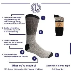Yacht & Smith Mens Thermal Socks, Warm Cotton, Sock Size 10-13