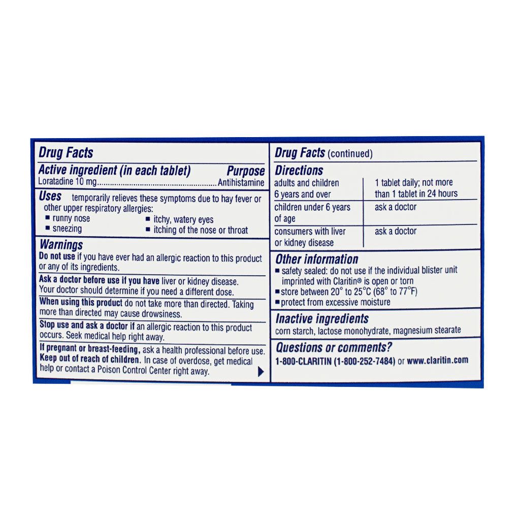 25 Pieces Claritin Allergy Pack Of 1 - Pain & Allergy Relief for Donation