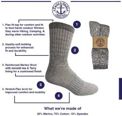 4 of Yacht & Smith Merino Wool Socks For Hiking, Trail, Hunting, Winter, By Socks'nbulk (4 Pairs Gray B, Mens 10-13)