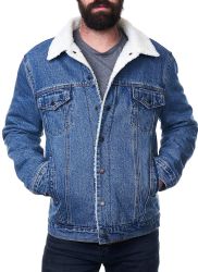 12 Pieces Mens Denim Sherpa Jacket - Mens Clothes for The Homeless and Charity