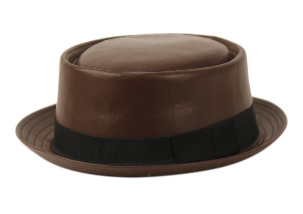 12 Pieces of Pu Leather Pork Pie Fedora With Satin Lining Assorted