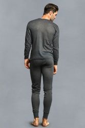 12 Pieces Men's Thermal Top And Bottom Set Color Charcoal Size S - Mens Thermals