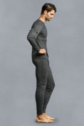 12 Pieces Men's Thermal Top And Bottom Set Color Charcoal Size S - Mens Thermals