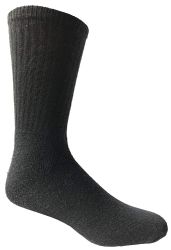48 Wholesale Yacht & Smith Men's Cotton Athletic Terry Cushioned Black Crew Socks