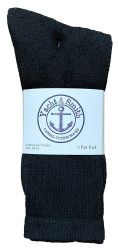 48 Wholesale Yacht & Smith Men's Cotton Athletic Terry Cushioned Black Crew Socks