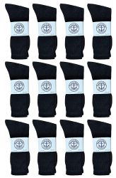 48 Wholesale Yacht & Smith Mens Athletic Crew Socks , Soft Cotton, Terry Cushion, Sock Size 10-13 Black