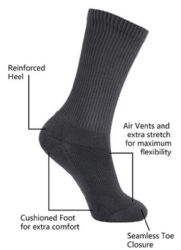 Yacht & Smith King Size Men's Crew Socks Cotton Terry Cushioned Solid Black Size 13-16