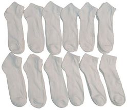 12 Pairs Yacht & Smith Men's Cotton Sport Ankle Socks Size 10-13 Solid White - Mens Ankle Sock