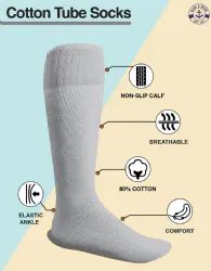6 Wholesale Yacht & Smith Men's Cotton 28 Inch Tube Socks, Referee Style, Size 10-13 Solid Gray