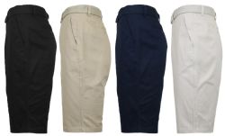 48 Pieces Mens Belted Cotton Chino Shorts Assorted Colors Ans Sizes - Mens Shorts