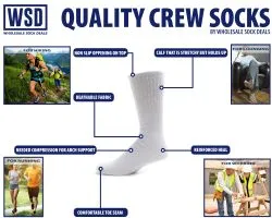 Yacht & Smith Men's Cotton Crew Socks Gray Size 10-13