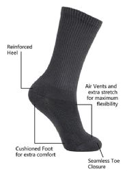 Yacht & Smith Kid's Cotton Terry Cushioned Athletic Black Crew Socks