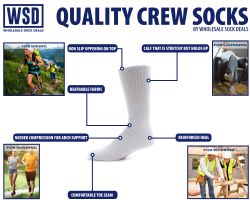 24 Pairs Yacht & Smith Mens Athletic Crew Socks , Soft Cotton, Terry Cushion, Sock Size 10-13 Black - Mens Crew Socks