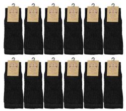 24 Wholesale Yacht & Smith Slouch Socks For Women, Solid Black Size 9-11 - Womens Crew Sock	