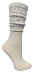 60 Wholesale Yacht & Smith Women's Slouch Socks Size 9-11 Solid White Color Boot Socks	