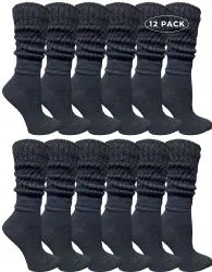 Yacht & Smith Women's Slouch Socks Size 9-11 Solid Black Color Boot Socks	