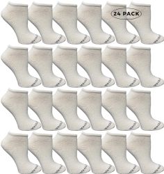 24 Pairs Yacht & Smith Womens 97% Cotton Light Weight No Show Ankle Socks Solid White - Womens Ankle Sock