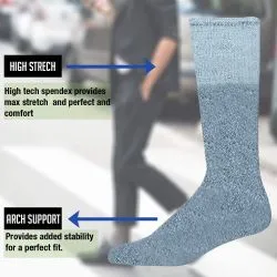 Yacht & Smith Men's Cotton 31" Inch Terry Cushioned Athletic Gray Tube Socks Size 13-16