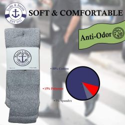 12 Pairs Yacht & Smith Men's 31 Inch Cotton Terry Cushioned Athletic Gray Tube SockS-King Size 13-16 - Mens Ankle Sock