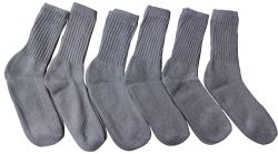 6 Pairs 6 Pairs Of Men's Heavy Duty Steel Toe Work Socks, Gray, Sock Size 10-13 - Mens Crew Socks
