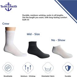 60 Wholesale Yacht & Smith Kids Cotton Crew Socks White Usa Size 4-6