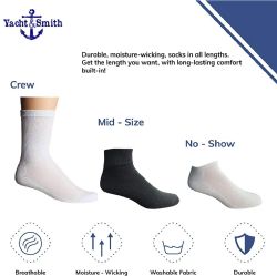 36 Wholesale Yacht & Smith Kids Cotton Crew Socks White Usa Size 4-6