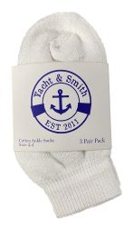 24 Pairs Yacht & Smith Kids Value Pack Of Cotton Ankle Socks Size 2-4 White - Boys Ankle Sock