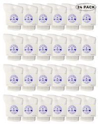 24 Units of Yacht & Smith Kids Value Pack Of Cotton Crew Socks Size 2-4 White - Boys Crew Sock